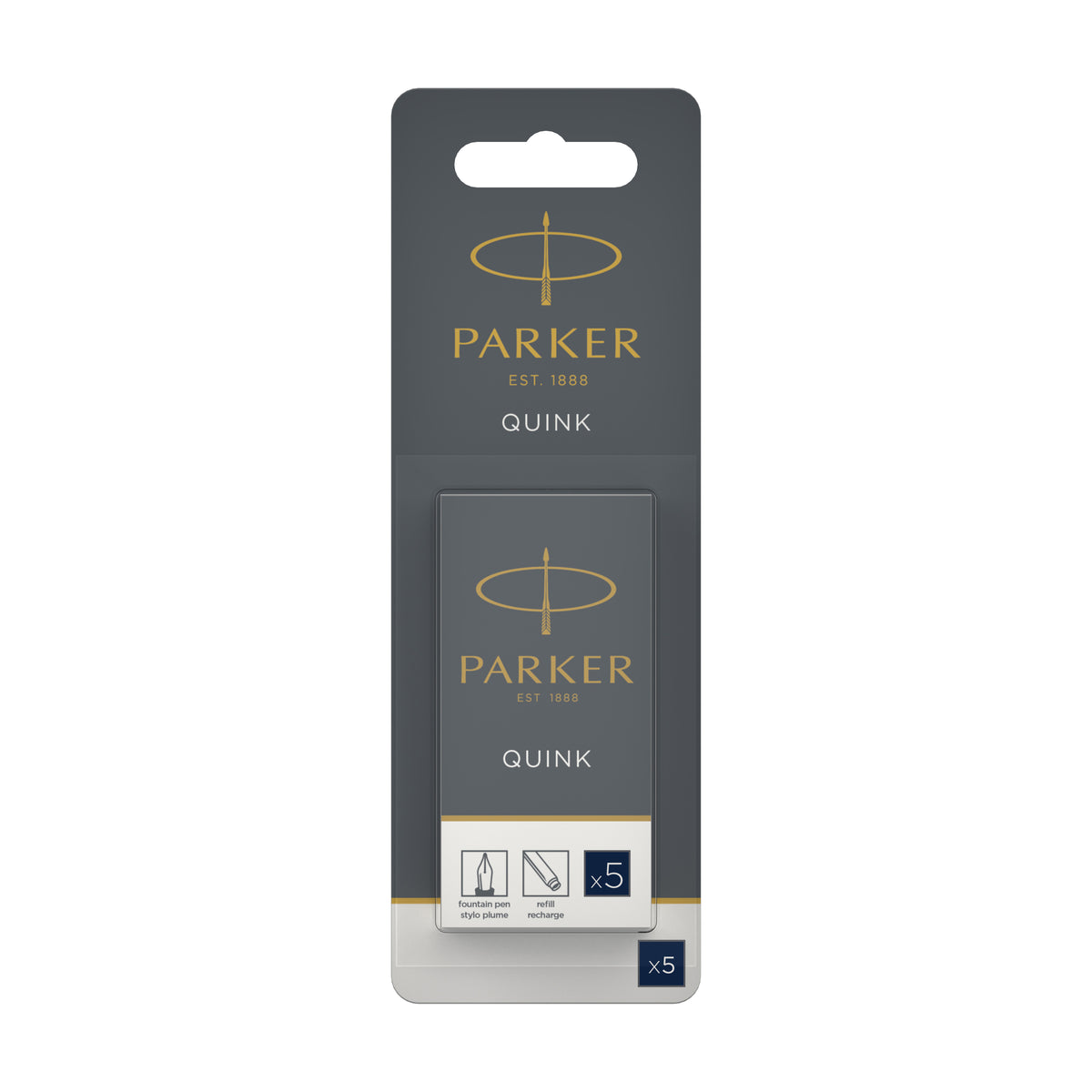 Parker Long Cartridge Blue Black Pack of 5