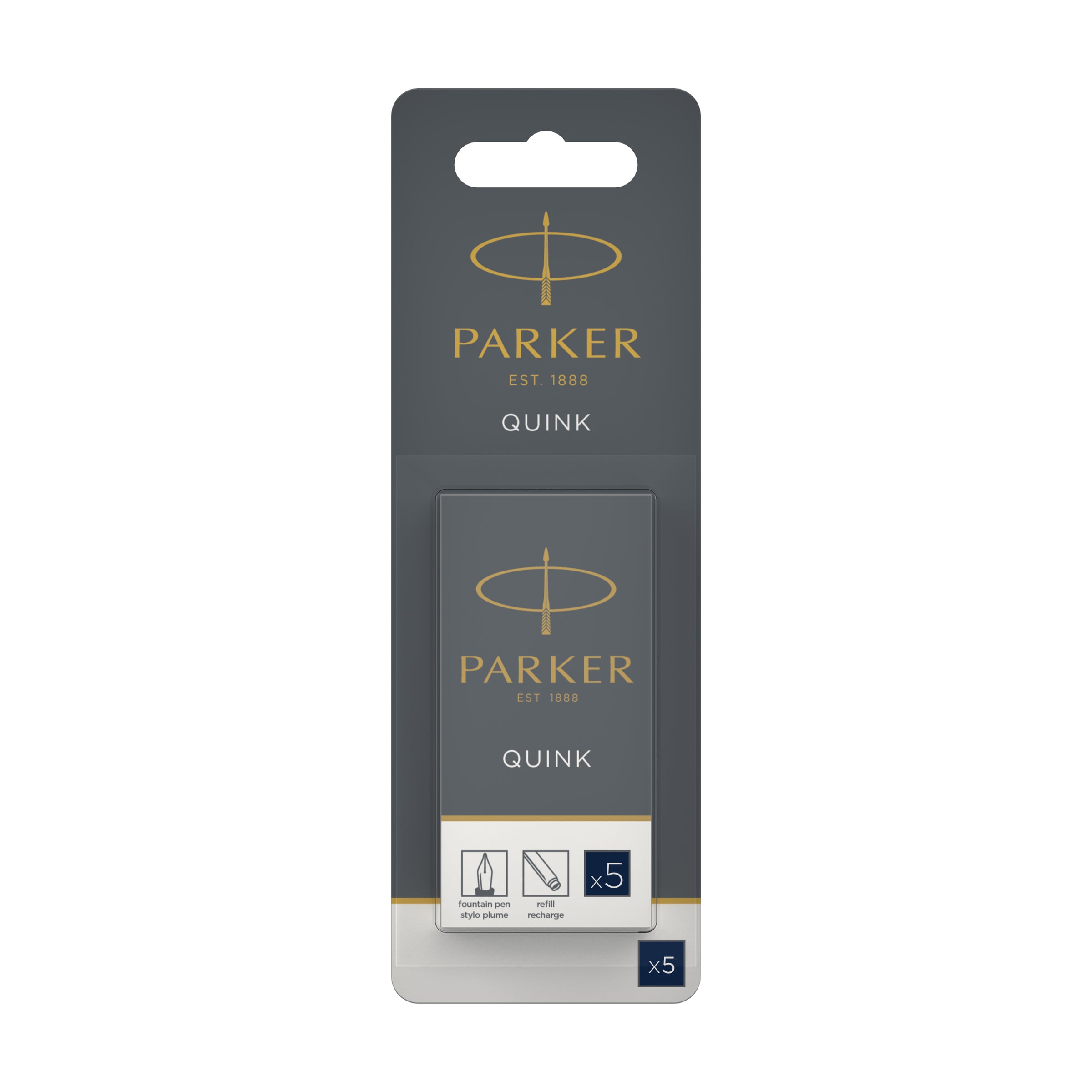 Parker Long Cartridge Blue Black Pack of 5