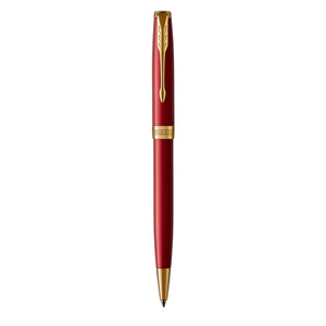 Parker Sonnet Ballpoint Pen Red Lacquer and Gold Trim Medium Tip