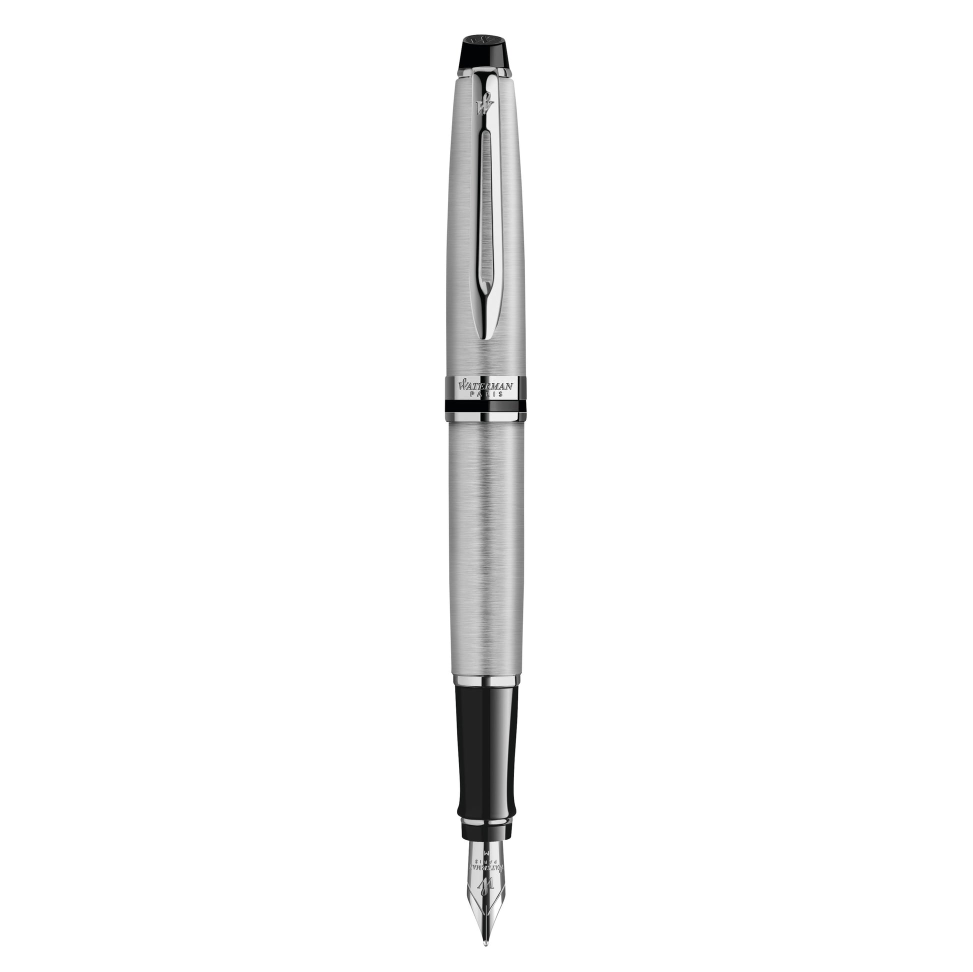 Waterman Expert Stainless Steel Chrome Trim Fountain Pen in Box
