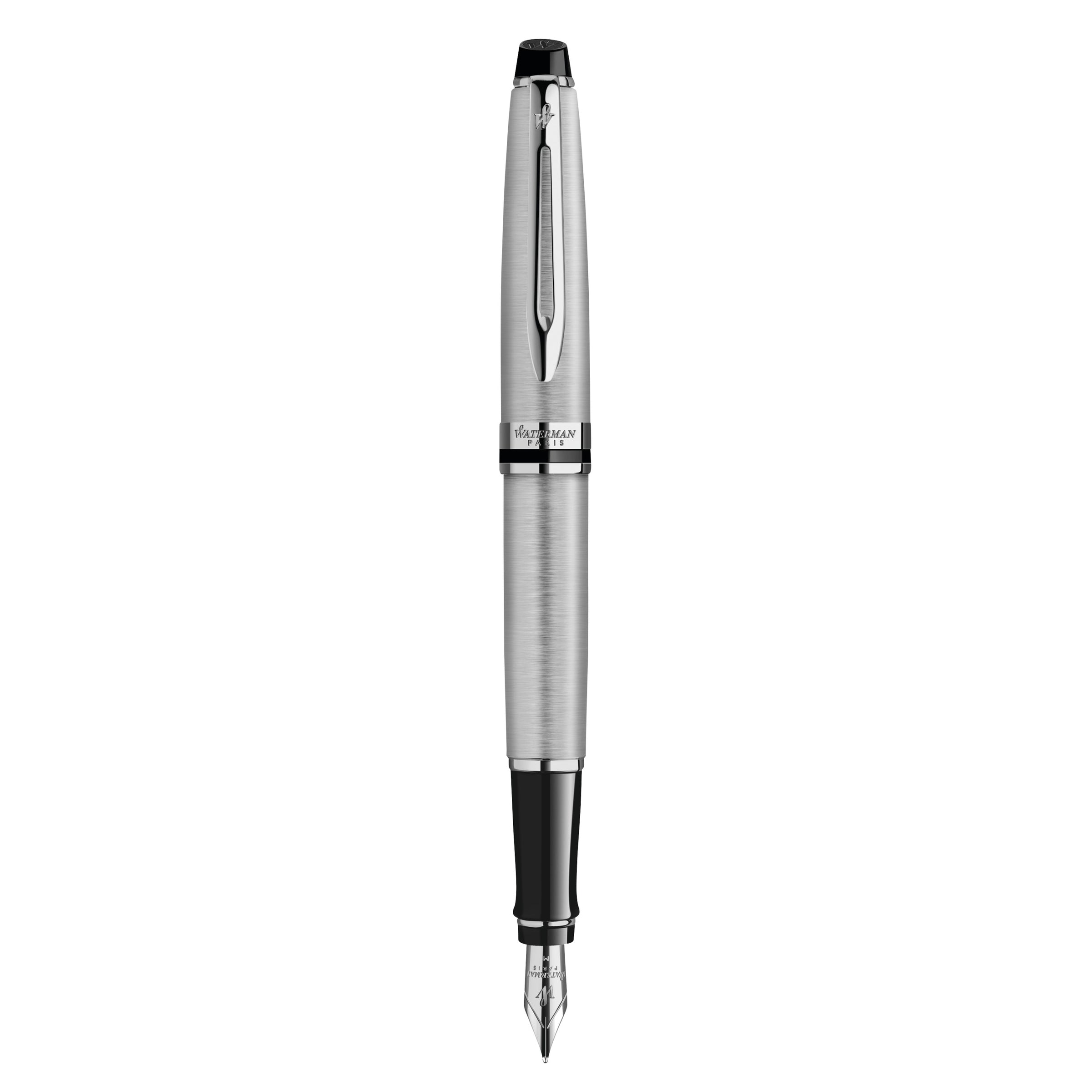 Waterman Expert Stainless Steel Chrome Trim Fountain Pen in Box