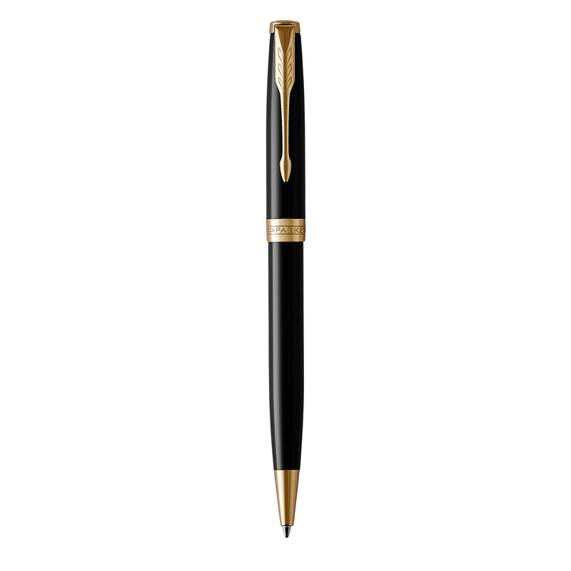Parker Sonnet Ballpoint Pen Black Lacquer and Gold Trim Medium Tip