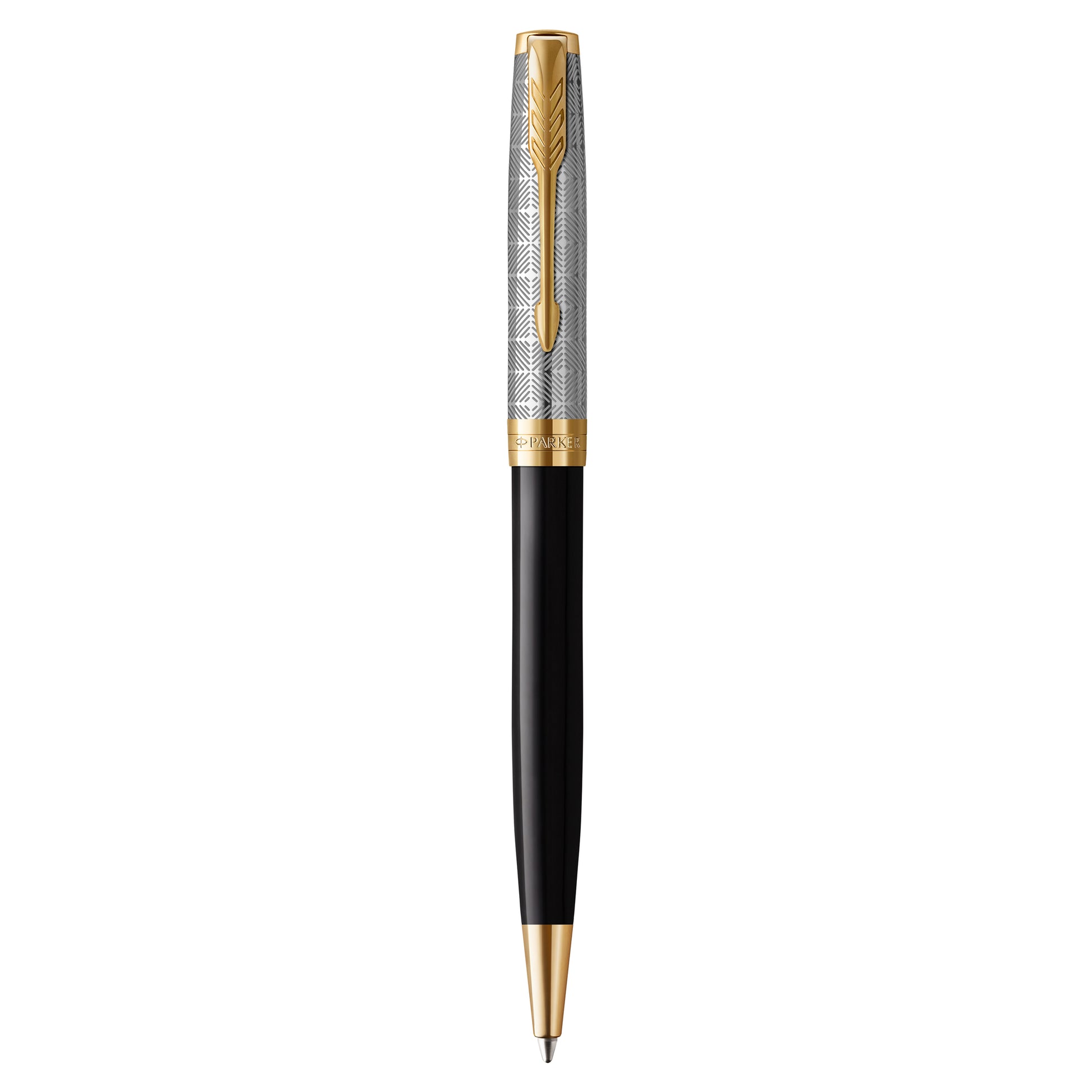 Parker Sonnet Premium Ballpoint Pen Metal Black Lacquer and Gold Trim Medium Tip