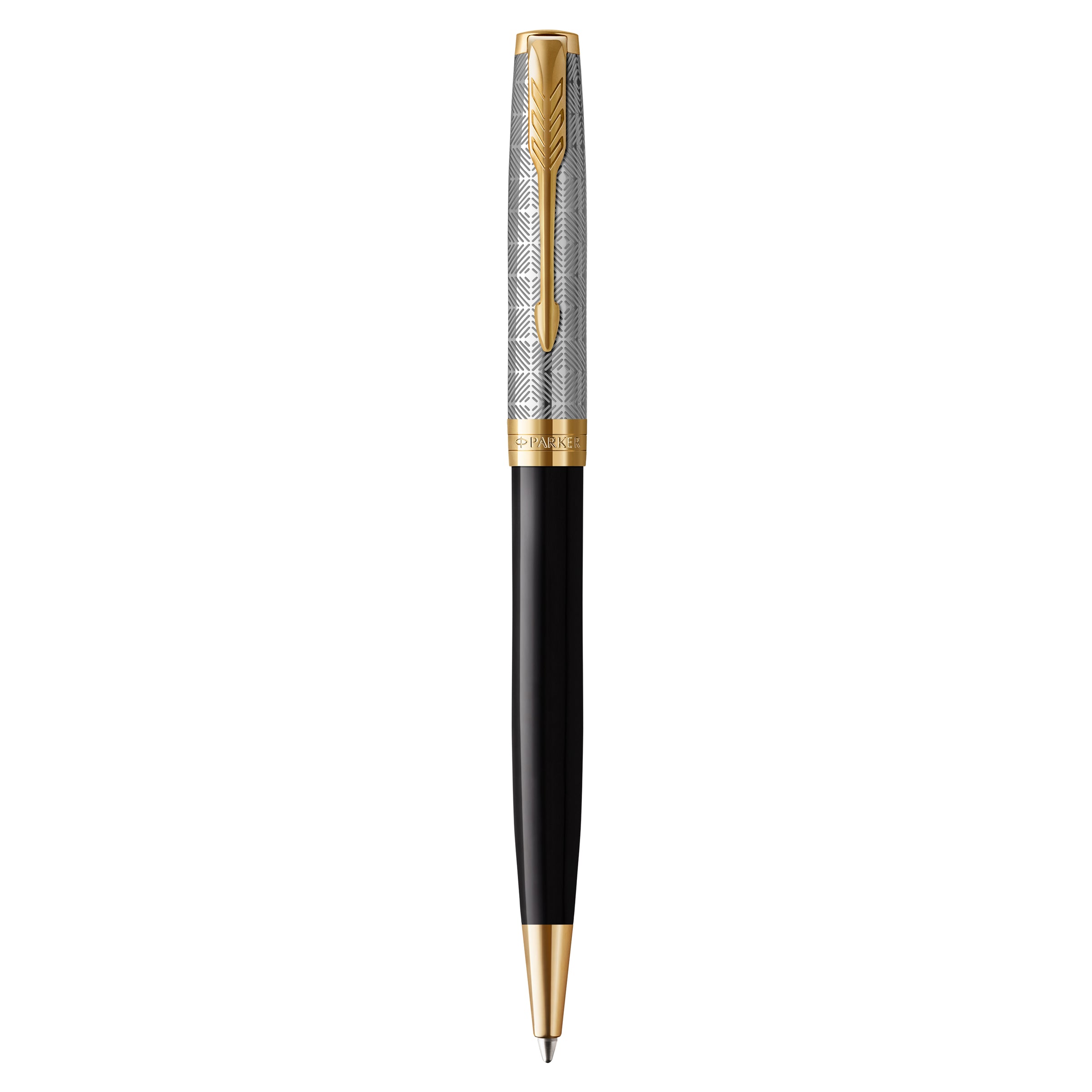 Parker Sonnet Premium Ballpoint Pen Metal Black Lacquer and Gold Trim Medium Tip
