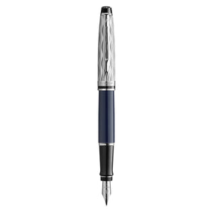 Waterman Expert Metal and Blue Lacquer Palladium Trim Fountain Pen Medium Nib