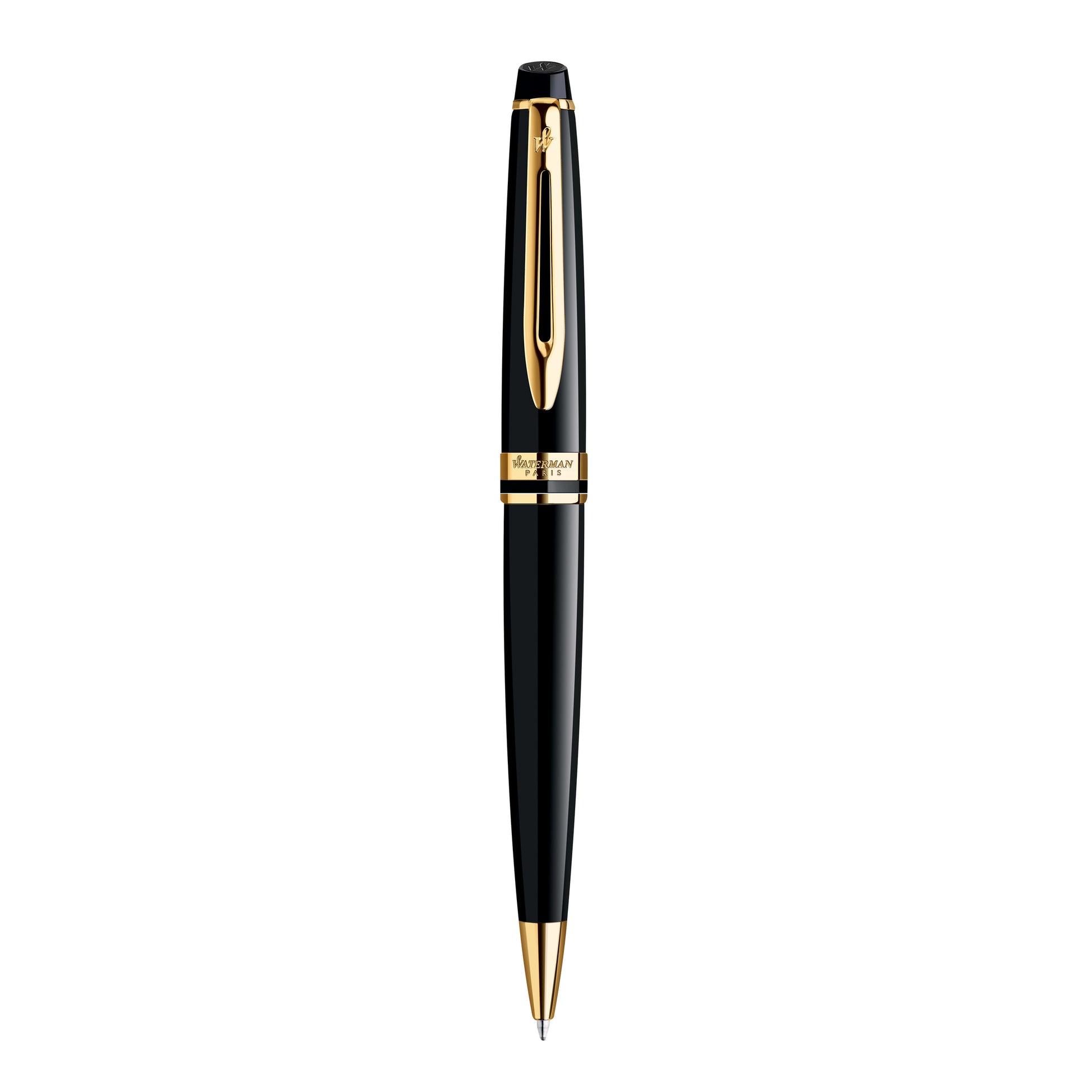 Waterman Expert Black Gold Trim Ballpoint Pen Medium Tip