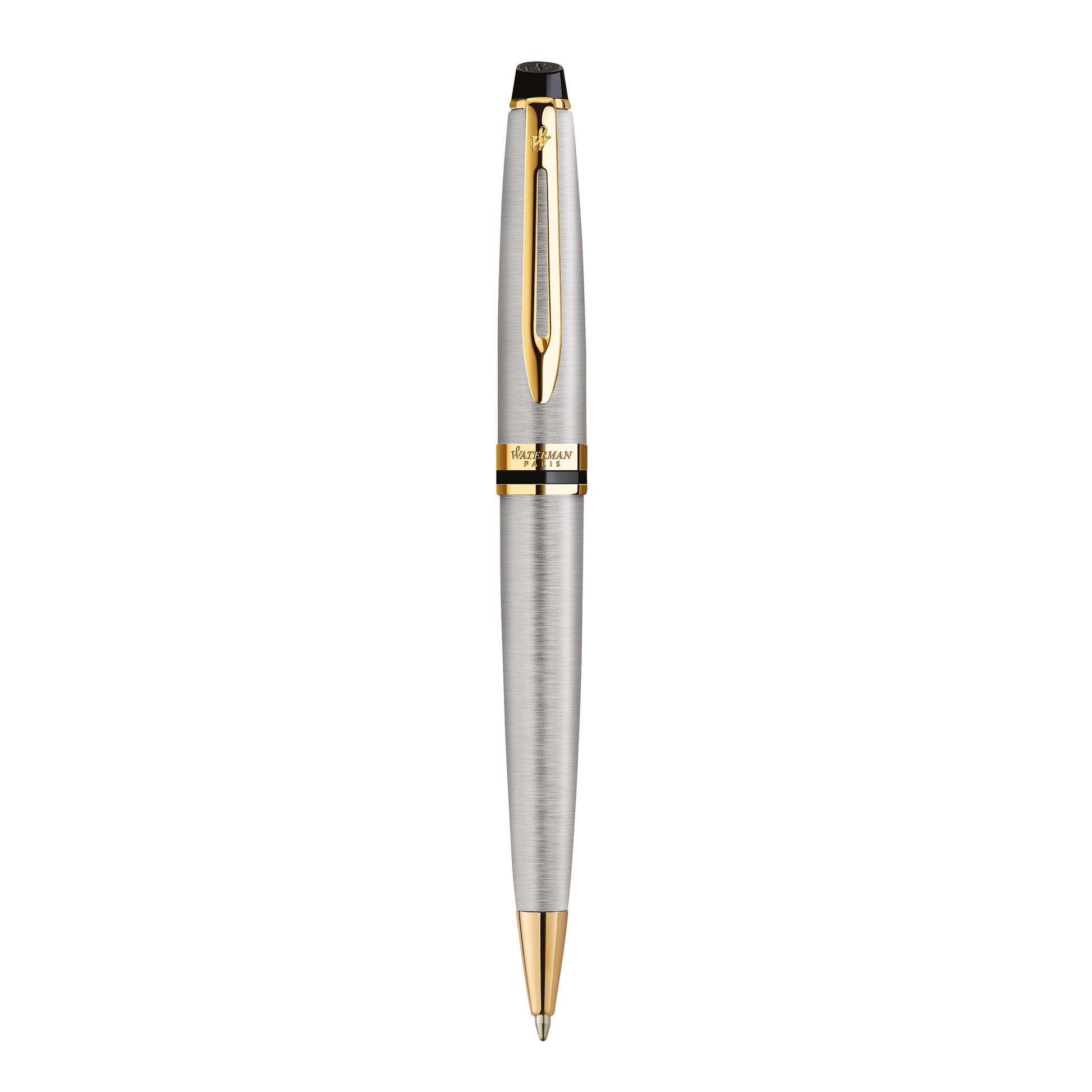 Waterman Expert Stainless Steel Gold Trim Ballpoint Pen in Box