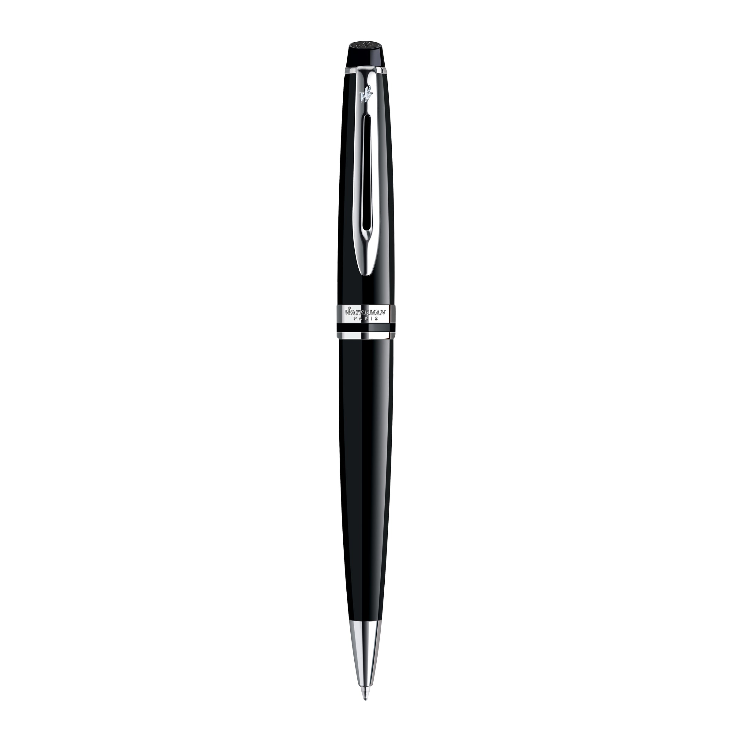 Waterman Expert Black Lacquer Chrome Trim Ballpoint Pen in Box