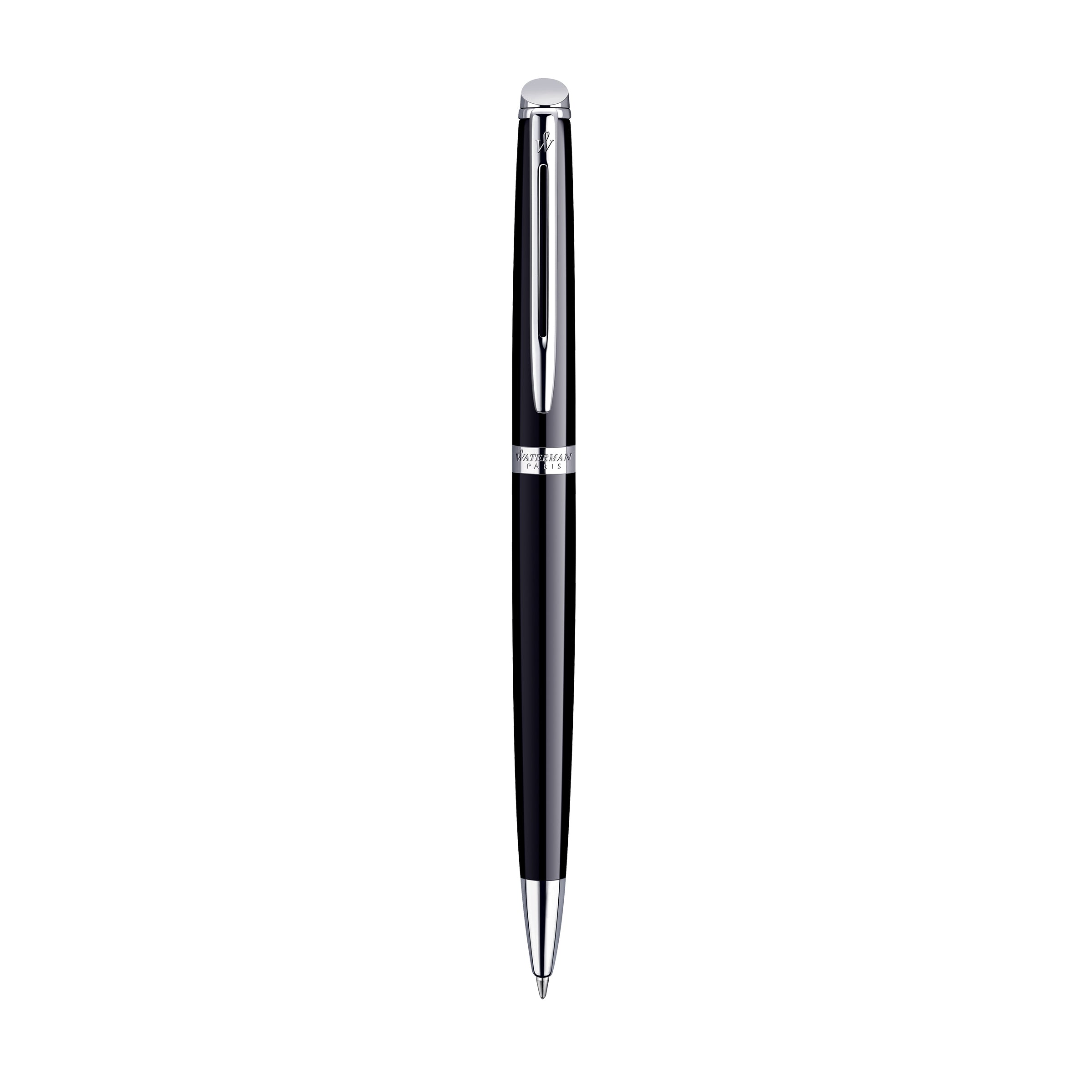 Waterman Hemisphere Black Lacquer Chrome Trim Ballpoint Pen in Box