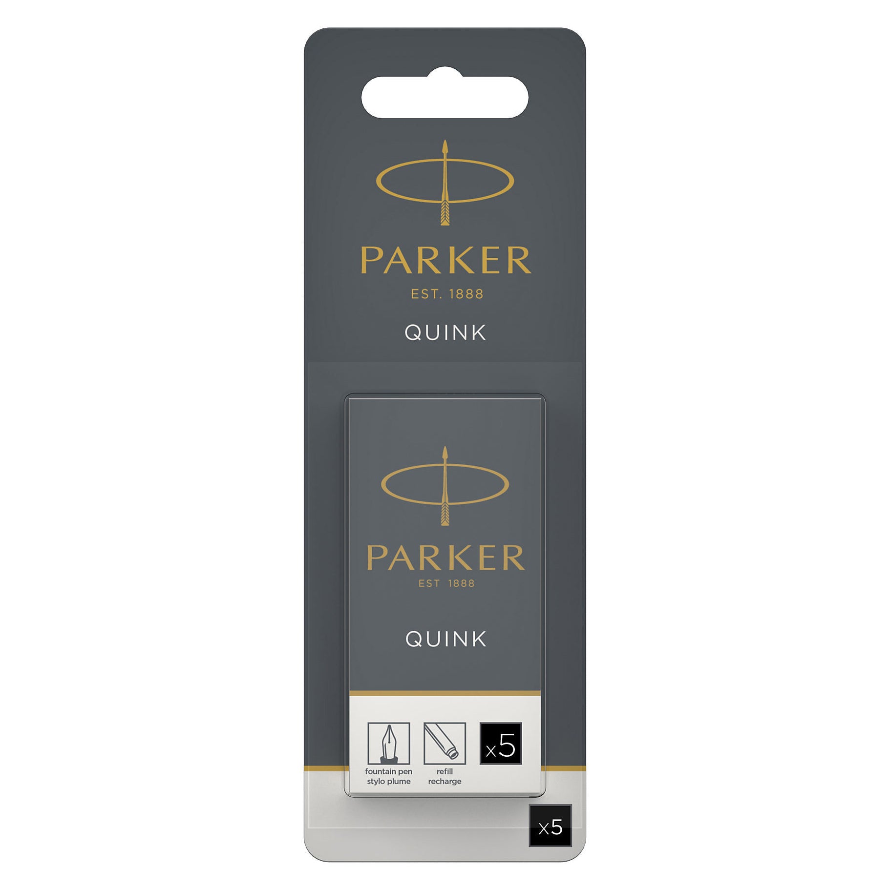 Parker Long Cartridge Black Pack of 5