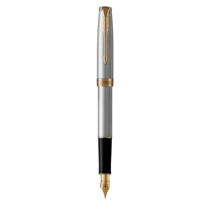 Parker Sonnet Fountain Pen Stainless Steel and Gold Trim Medium Nib