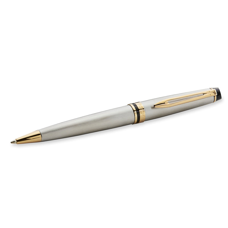 Waterman Expert Stainless Steel Gold Trim Ballpoint Pen in Box