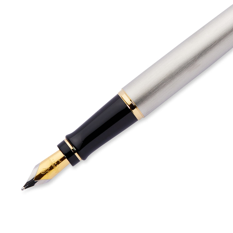 Waterman Expert Stainless Steel Gold Trim Fountain Pen in Box