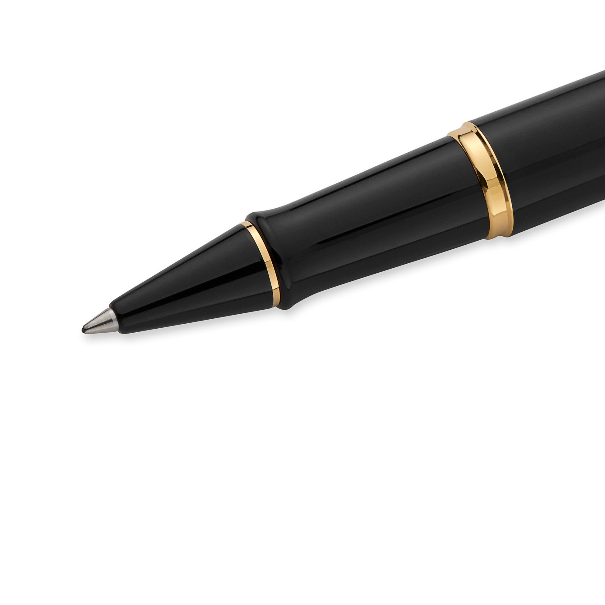 Waterman Expert Black Lacquer Gold Trim Rollerball Pen in Box