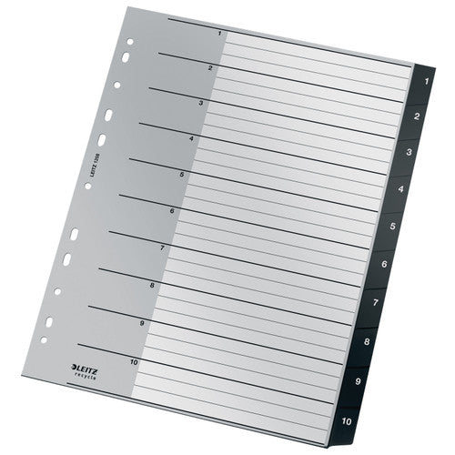 Leitz Recycle Indices and Dividers 1-10 Tab PP A4 Black Pack of 10