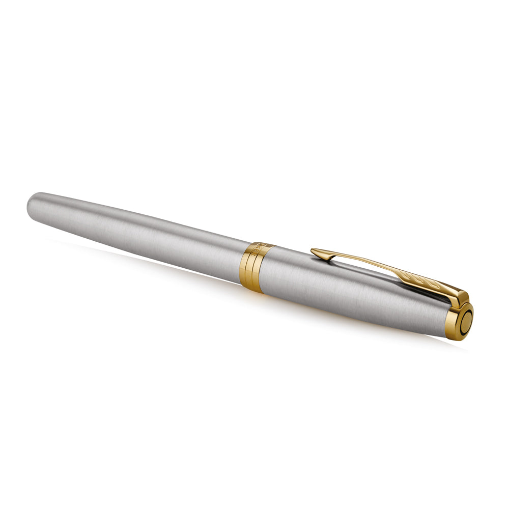 Parker Sonnet Rollerball Pen Stainless Steel and Gold Trim Fine Tip