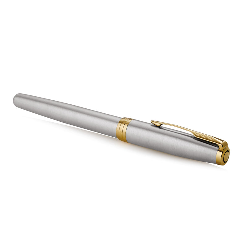 Parker Sonnet Rollerball Pen Stainless Steel and Gold Trim Fine Tip