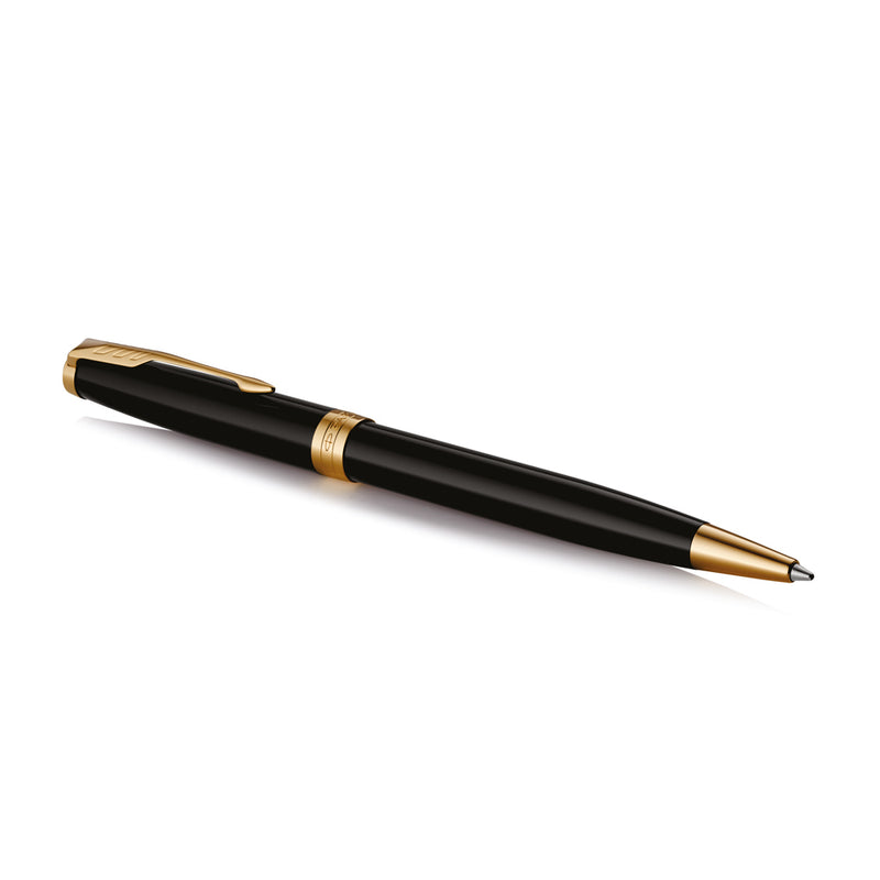 Parker Sonnet Ballpoint Pen Black Lacquer and Gold Trim Medium Tip
