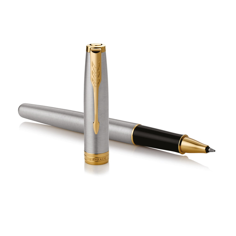 Parker Sonnet Rollerball Pen Stainless Steel and Gold Trim Fine Tip