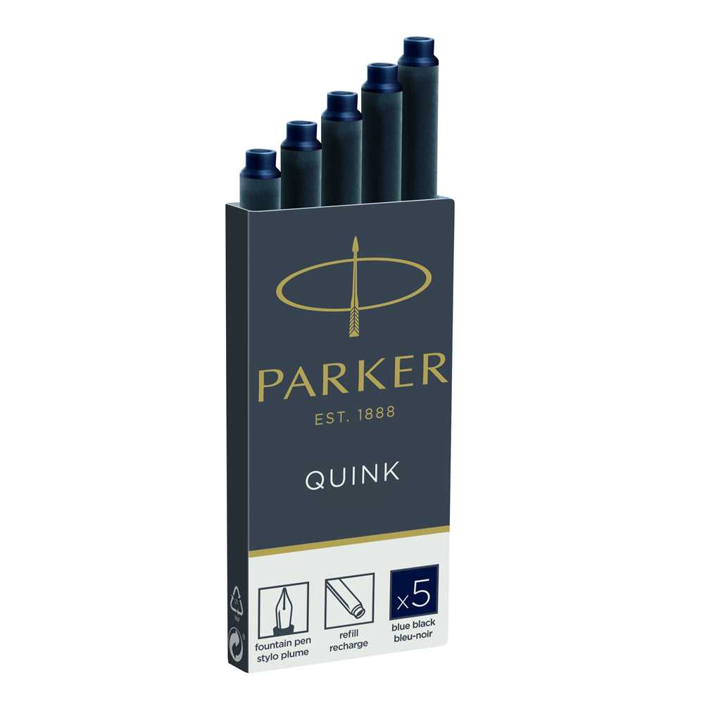Parker Long Cartridge Blue Black Pack of 5
