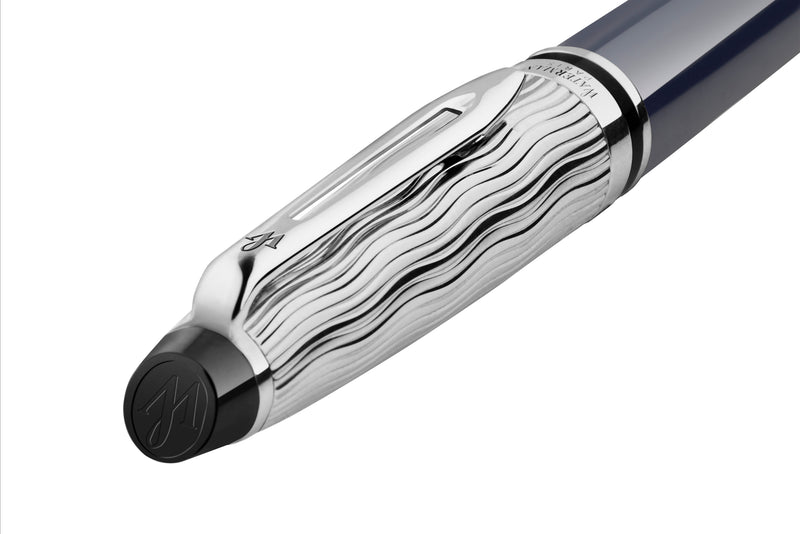 Waterman Expert Metal and Blue Lacquer Palladium Trim Fountain Pen Medium Nib