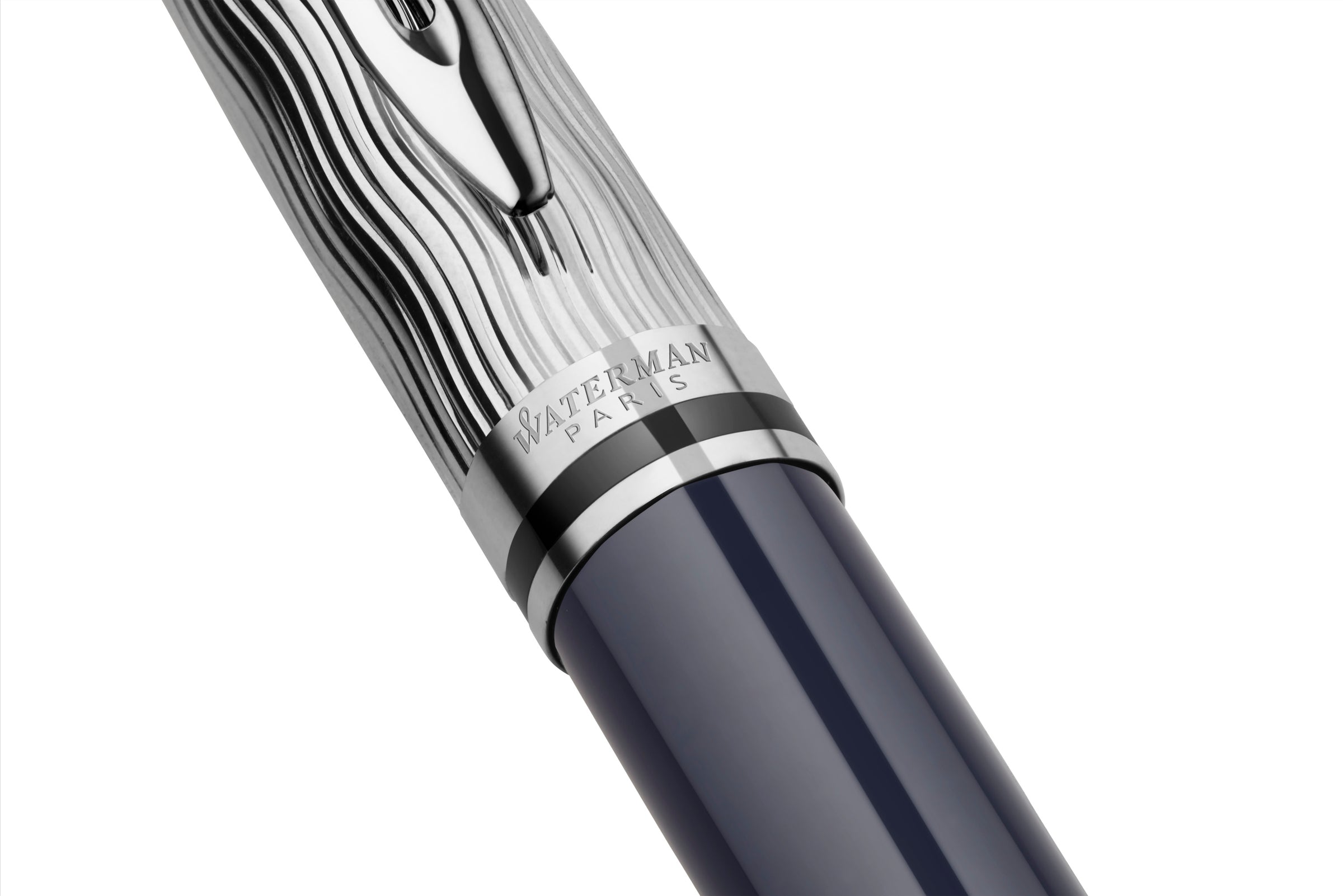 Waterman Expert Metal and Blue Lacquer Palladium Trim Fountain Pen Medium Nib