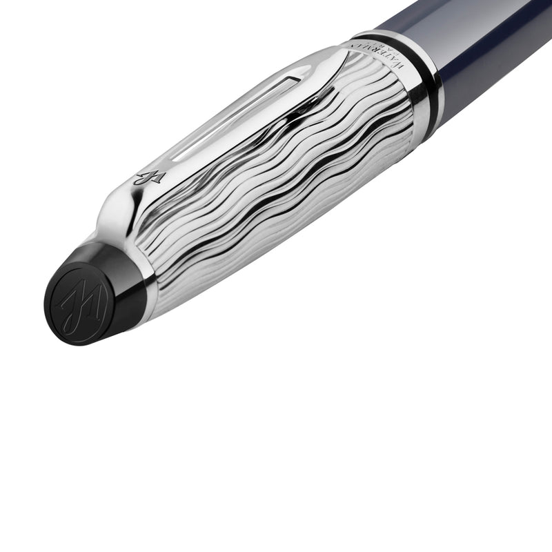 Waterman Expert Metal and Blue Lacquer Palladium Trim Ballpoint Pen Medium Tip