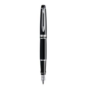 Waterman Expert Black Lacquer Chrome Trim Fountain Pen in Box