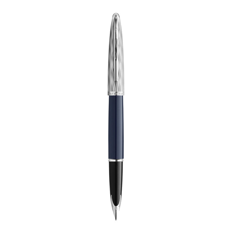 Waterman Carene Metal and Blue Lacquer Palladium Trim Fountain Pen Medium Nib