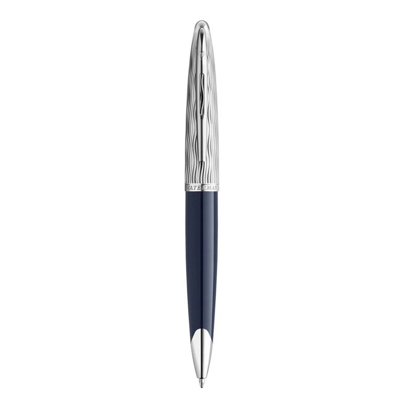 Waterman Carene Metal and Blue Lacquer Palladium Trim Ballpoint Pen Medium Tip