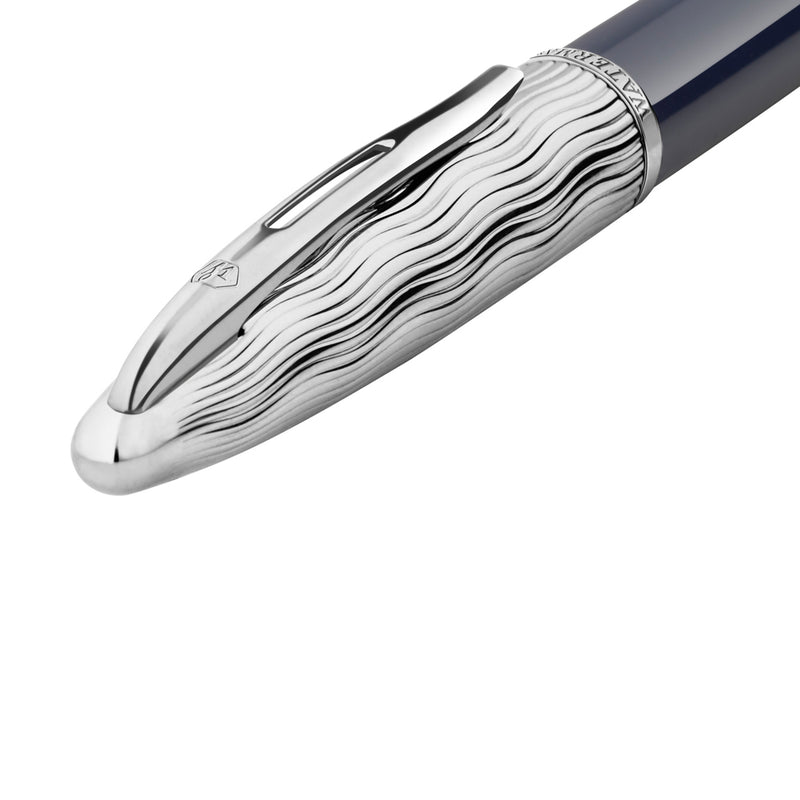 Waterman Carene Metal and Blue Lacquer Palladium Trim Ballpoint Pen Medium Tip