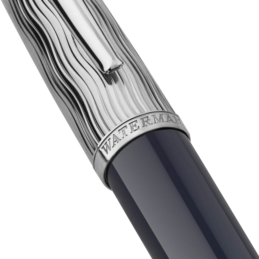 Waterman Carene Metal and Blue Lacquer Palladium Trim Ballpoint Pen Medium Tip