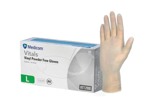 Medicom Vinyl Powder Free Gloves Large Box of 100