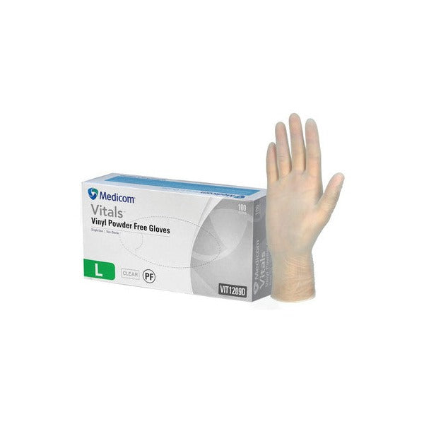 Medicom Vinyl Powder Free Gloves Large Box of 100