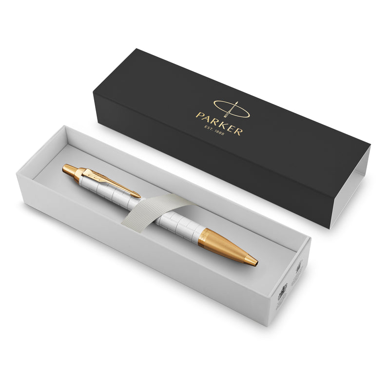 Parker IM Premium Ballpoint Pen Pearl Lacquer and Gold Trim Medium Tip