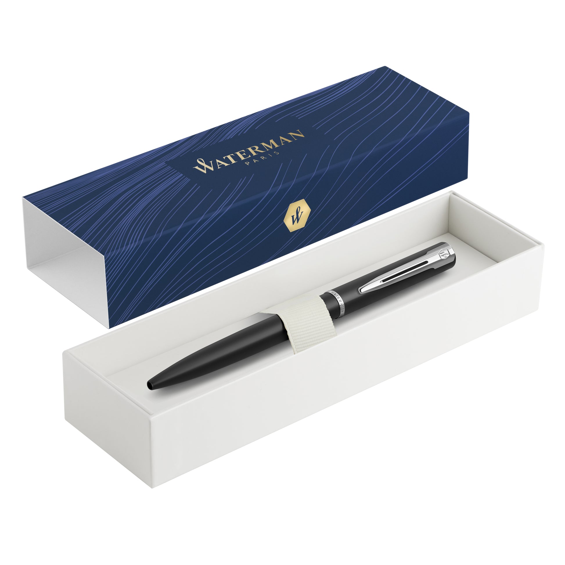 Waterman 2068192 Graduate Allure Black Chrome Trim Ballpoint Pen In A Box