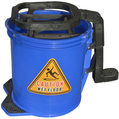 Cleanlink 12115 Mop Bucket Heavy Duty Plastic Wringer 16 Litre Blue