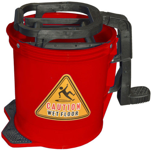 Cleanlink 12116 Mop Bucket Heavy Duty Plastic Wringer 16 Litre Red