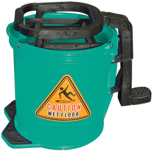 Cleanlink 12117 Mop Bucket Heavy Duty Plastic Wringer 16 Litre Green