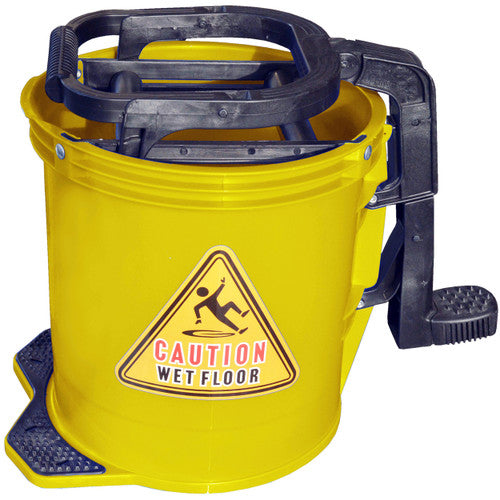 Cleanlink 12118 Mop Bucket Heavy Duty Plastic Wringer 16 Litre Yellow