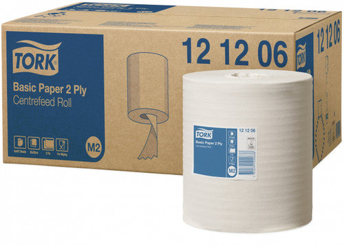 Tork Basic Paper Centrefeed Roll 2 Ply M2 White Carton of 6 Rolls
