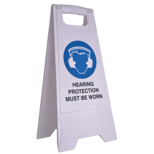CLEANLINK 12164 SAFETY SIGN HEARING PROTECTION MUST BE WORN 32X31X65CM WHITE (*EOL)