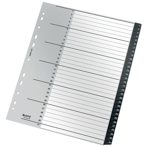 Leitz Recycle Indices and Dividers 1-31 Tab PP A4 Black Pack of 10
