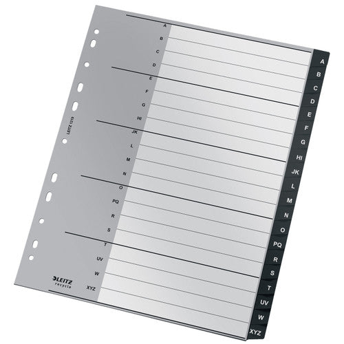 Leitz Recycle Indices and Dividers A-Z Tab PP A4 Black Pack of 20