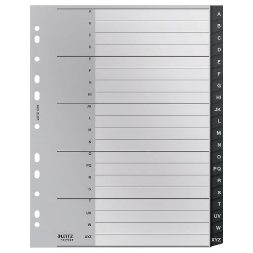Leitz Recycle Indices and Dividers A-Z Tab PP A4 Black Pack of 20
