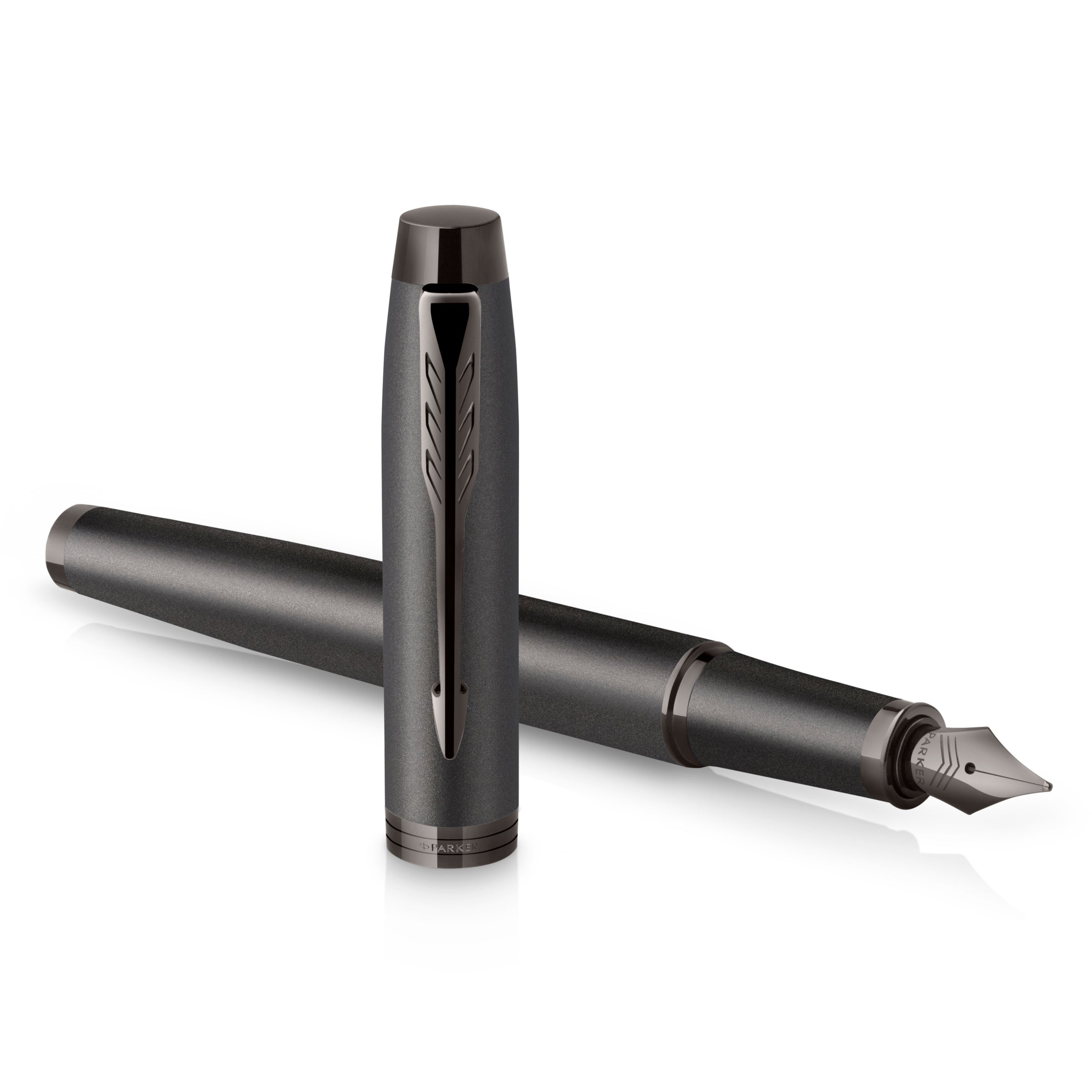 Parker IM Monochrome Fountain Pen Gun Metal Stainless Steel Medium Nib
