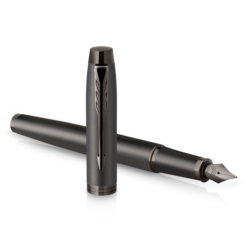 Parker IM Monochrome Fountain Pen Gun Metal Stainless Steel Medium Nib