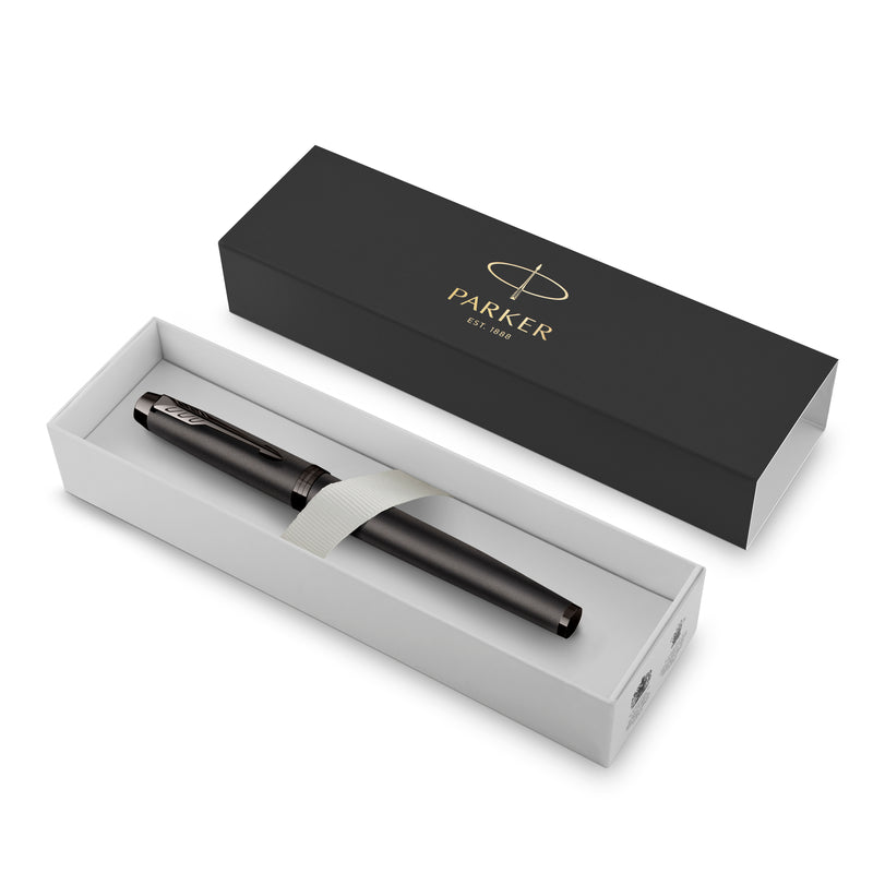 Parker IM Monochrome Fountain Pen Gun Metal Stainless Steel Medium Nib
