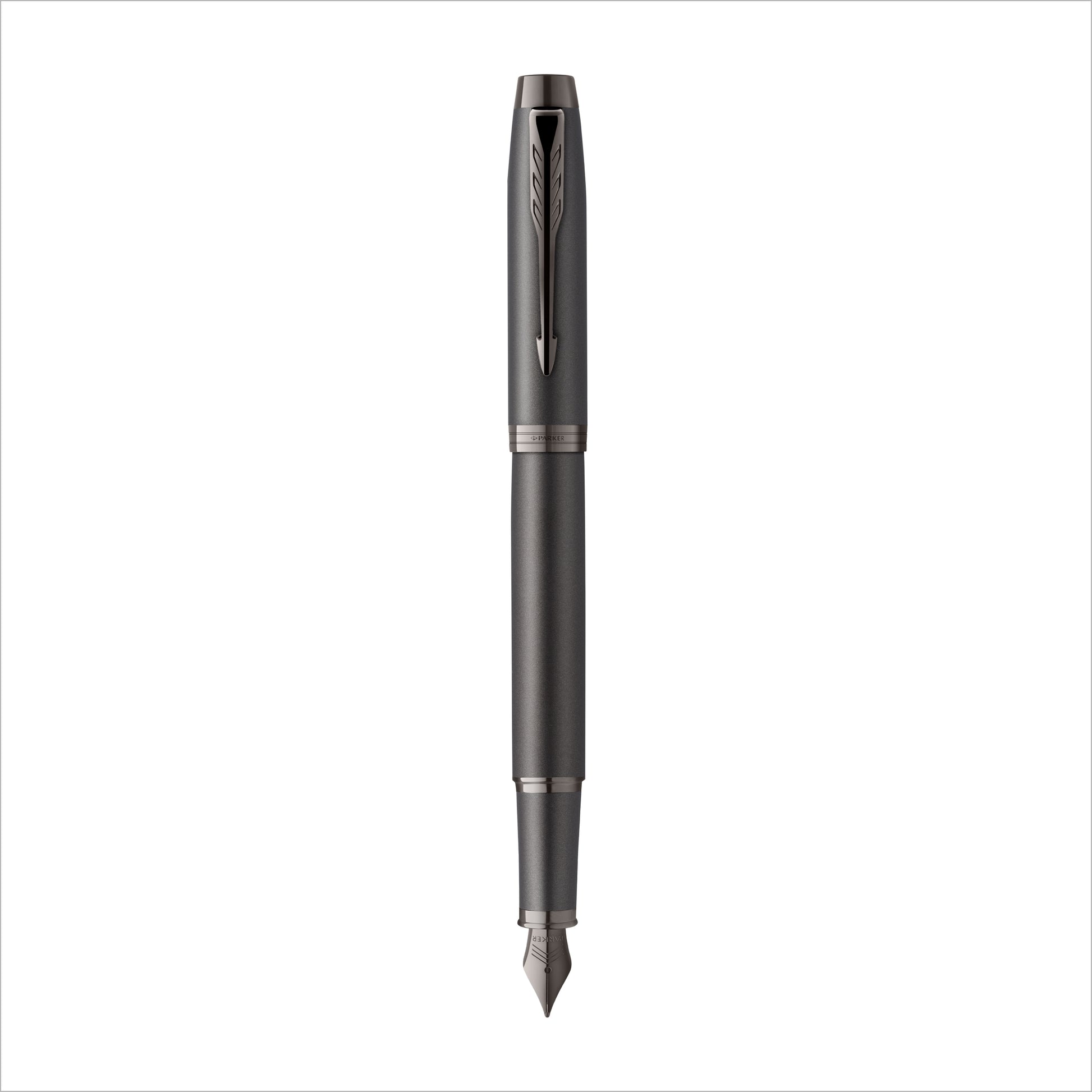 Parker IM Monochrome Fountain Pen Gun Metal Stainless Steel Medium Nib