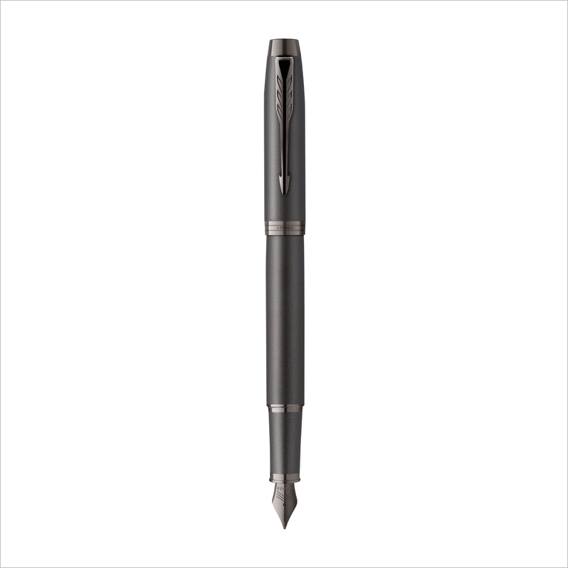 Parker IM Monochrome Fountain Pen Gun Metal Stainless Steel Medium Nib